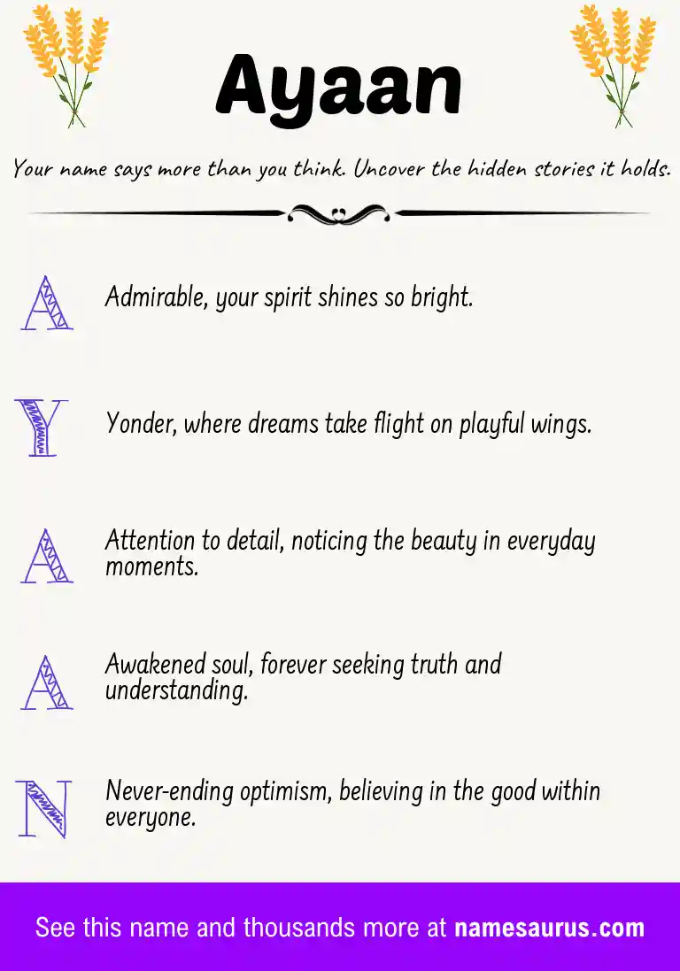 Acrostic poem about Ayaan.