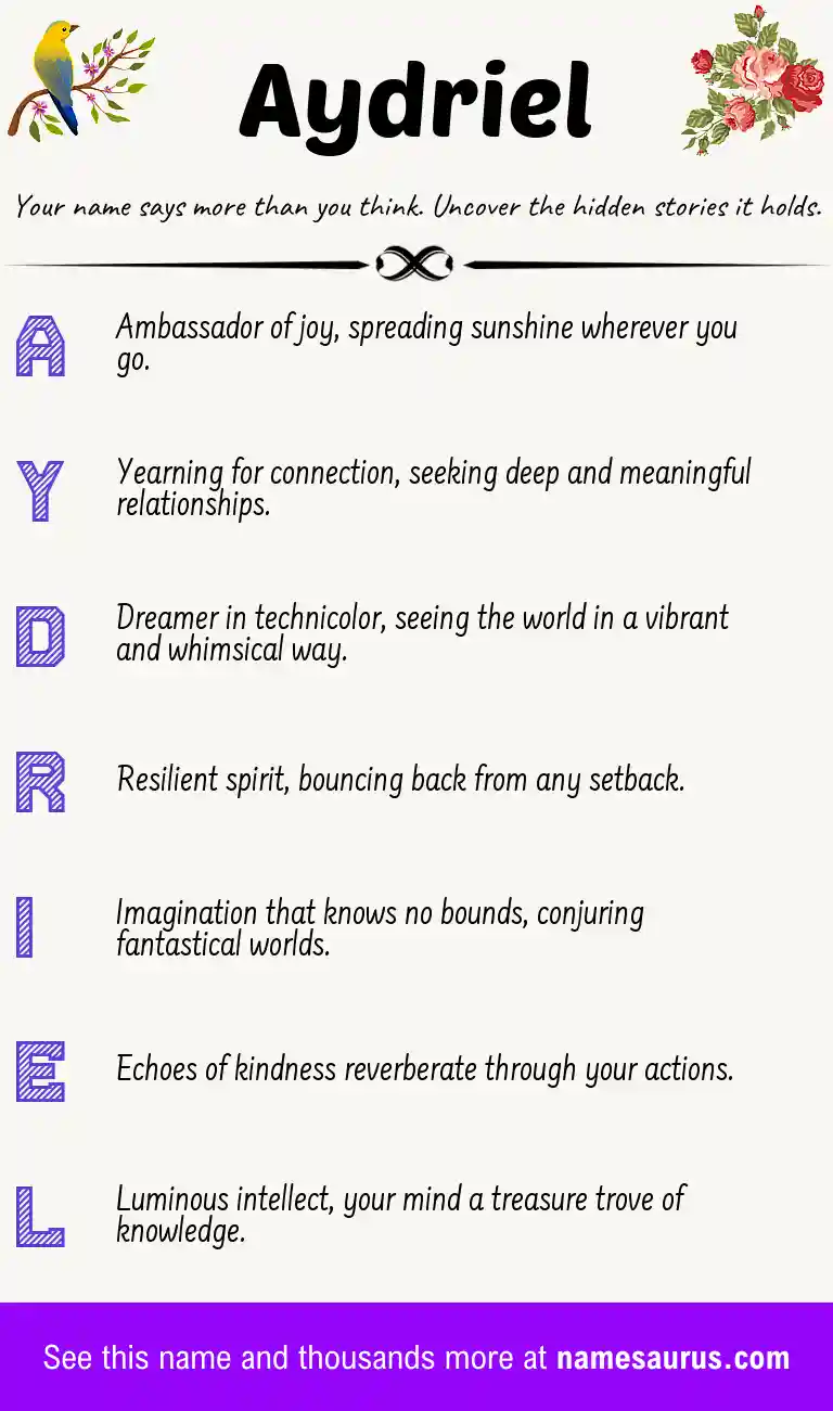 Acrostic poem about Aydriel.