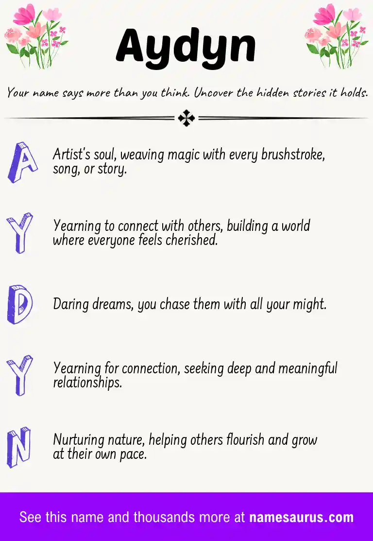 Acrostic poem about Aydyn.