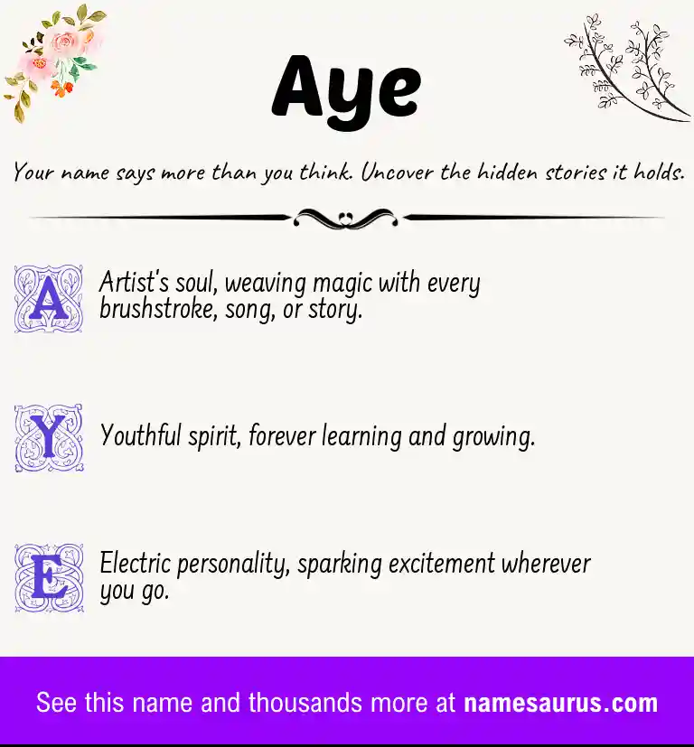 Acrostic poem about Aye.