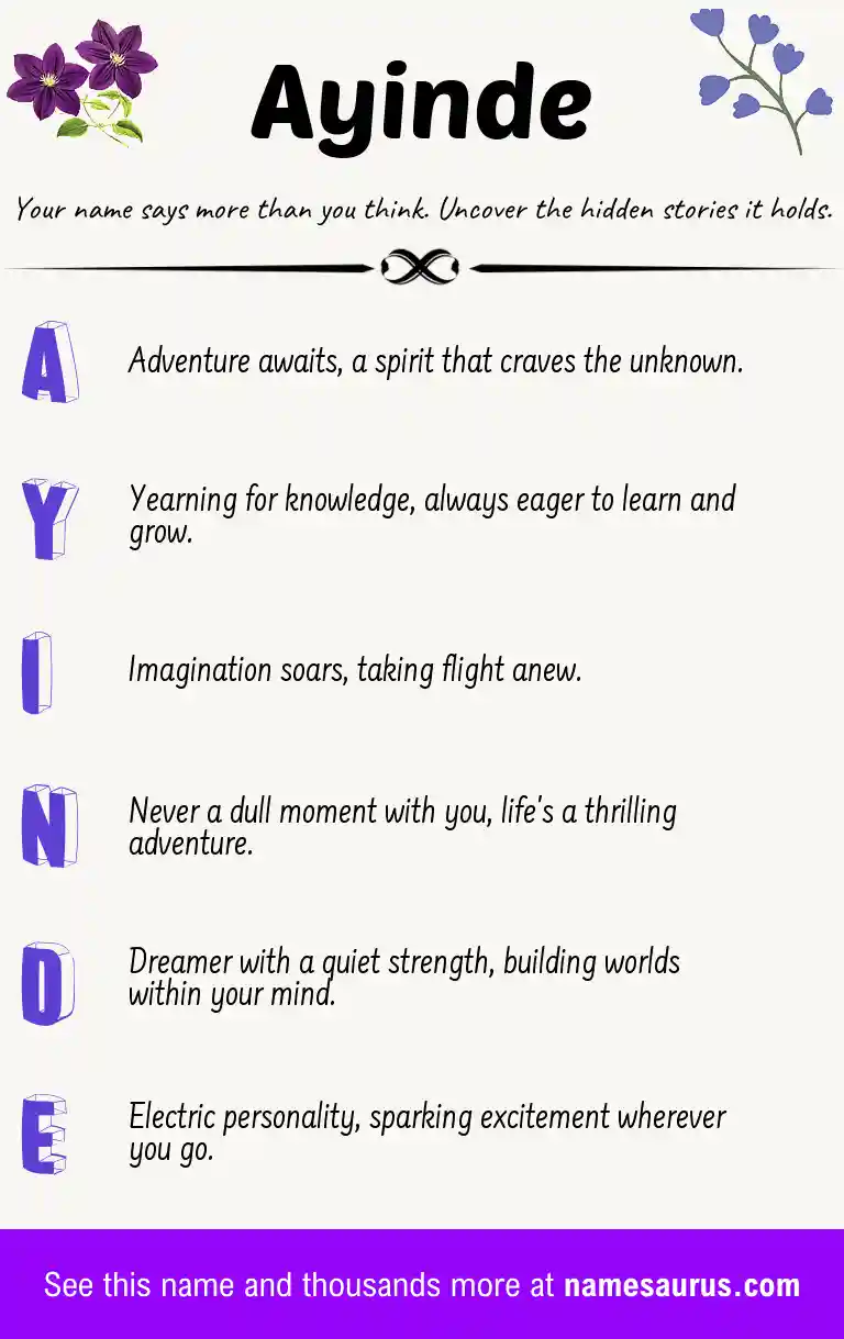 Acrostic poem about Ayinde.