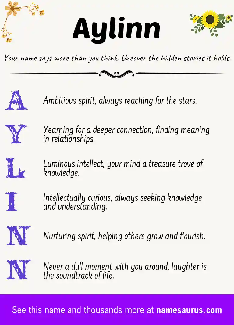Acrostic poem about Aylinn.