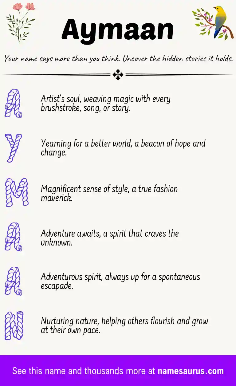 Acrostic poem about Aymaan.