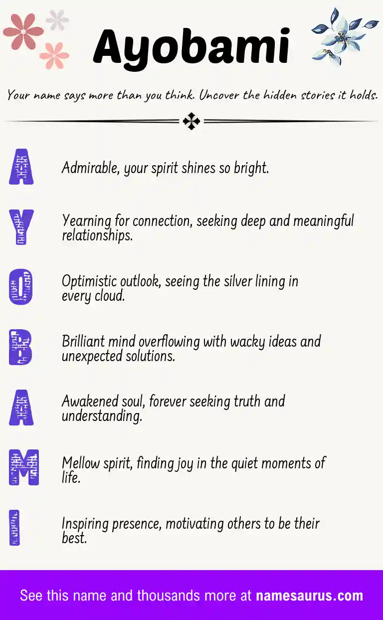 Acrostic poem about Ayobami.