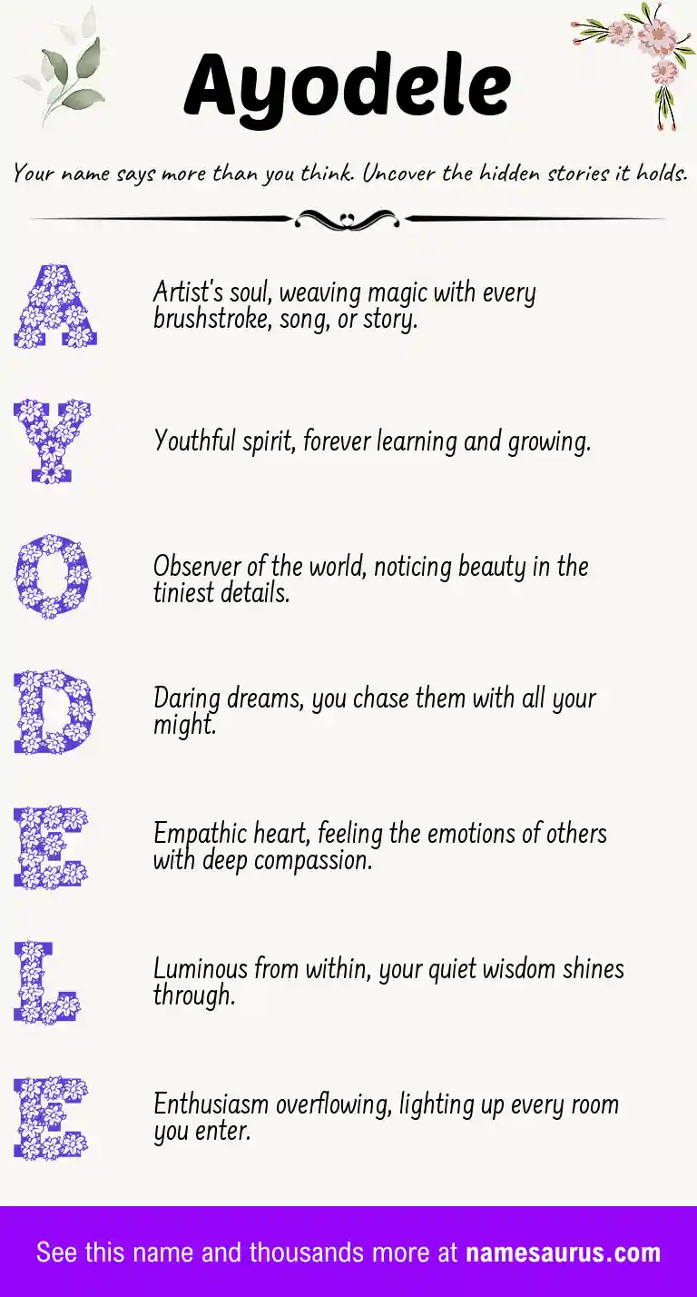 Acrostic poem about Ayodele.