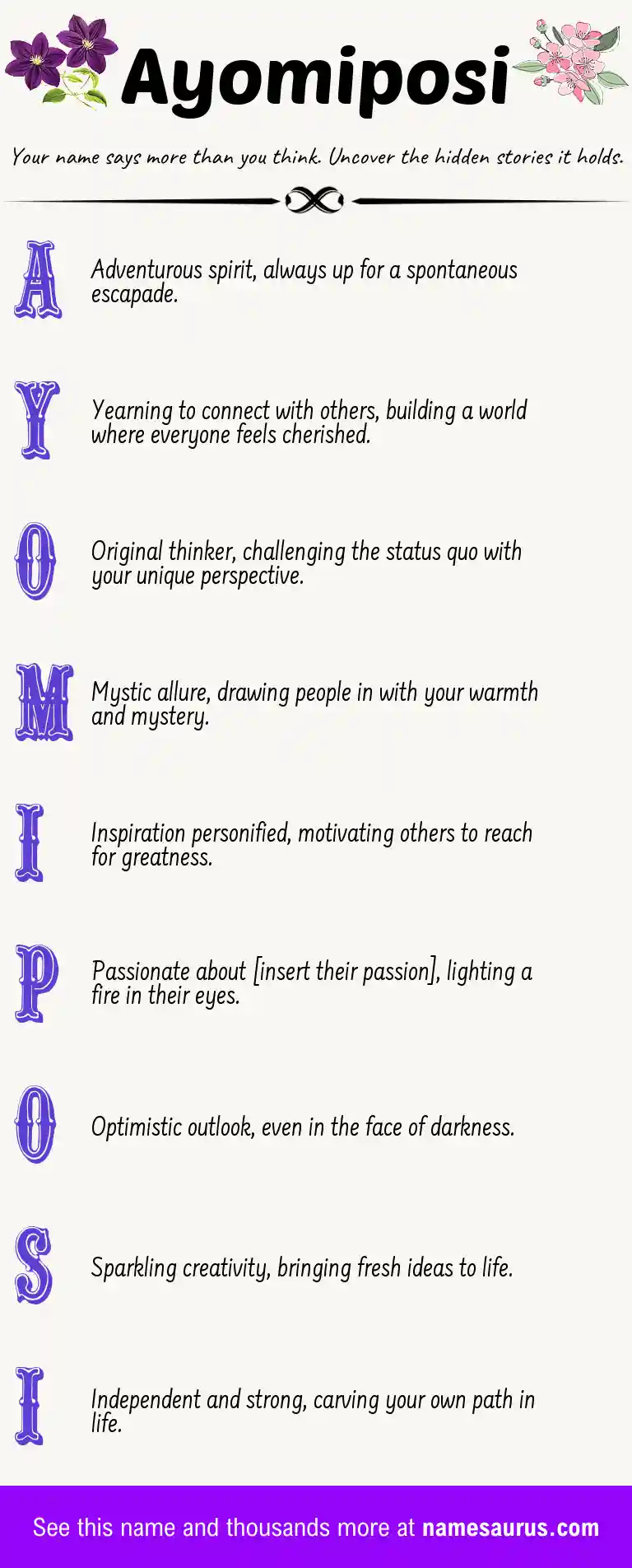 Acrostic poem about Ayomiposi.