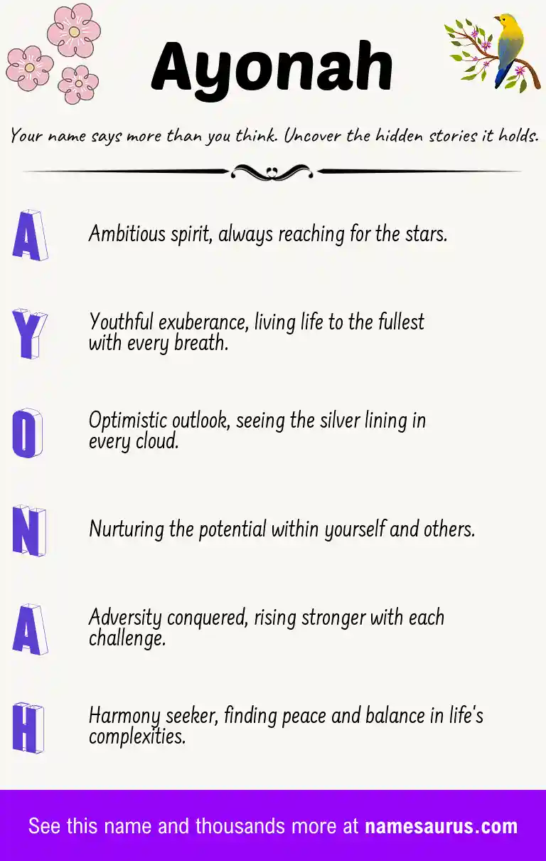 Acrostic poem about Ayonah.