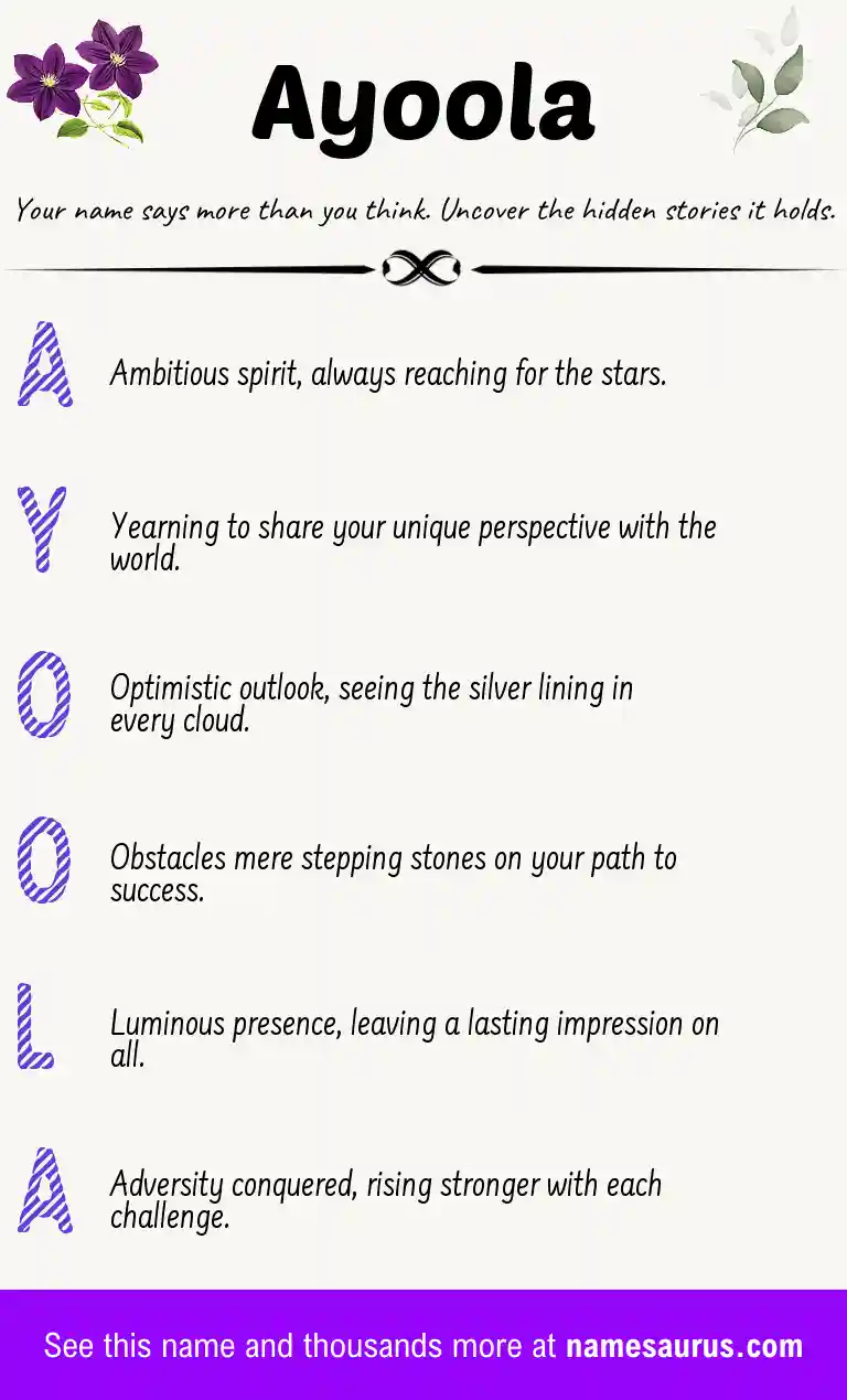 Acrostic poem about Ayoola.
