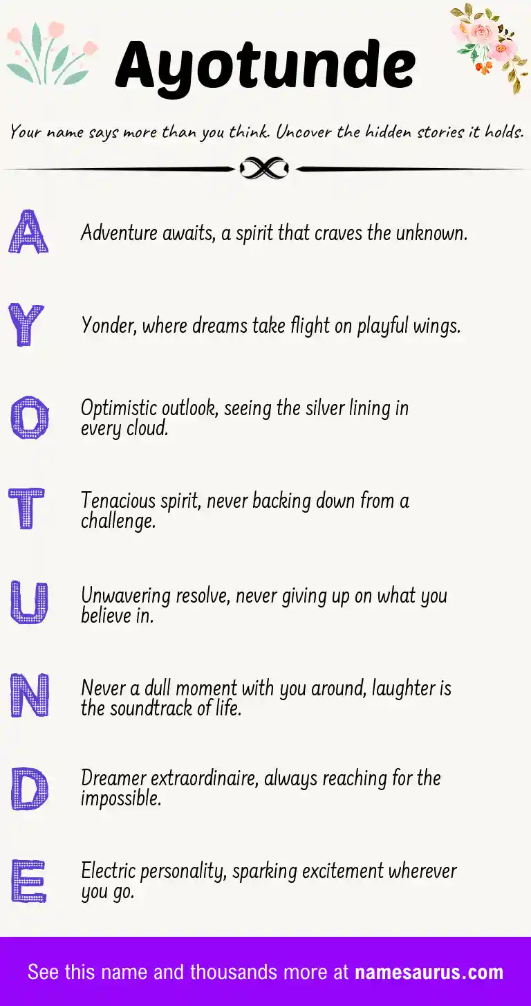 Acrostic poem about Ayotunde.