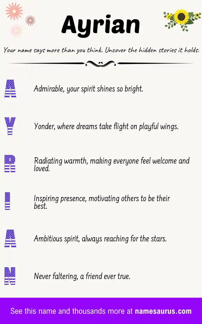 Acrostic poem about Ayrian.
