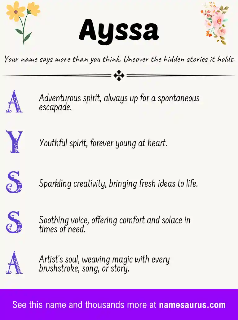 Acrostic poem about Ayssa.