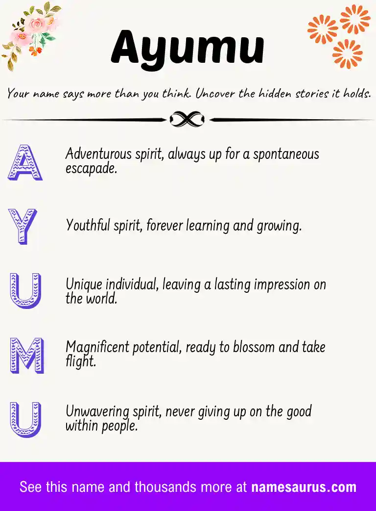 Acrostic poem about Ayumu.