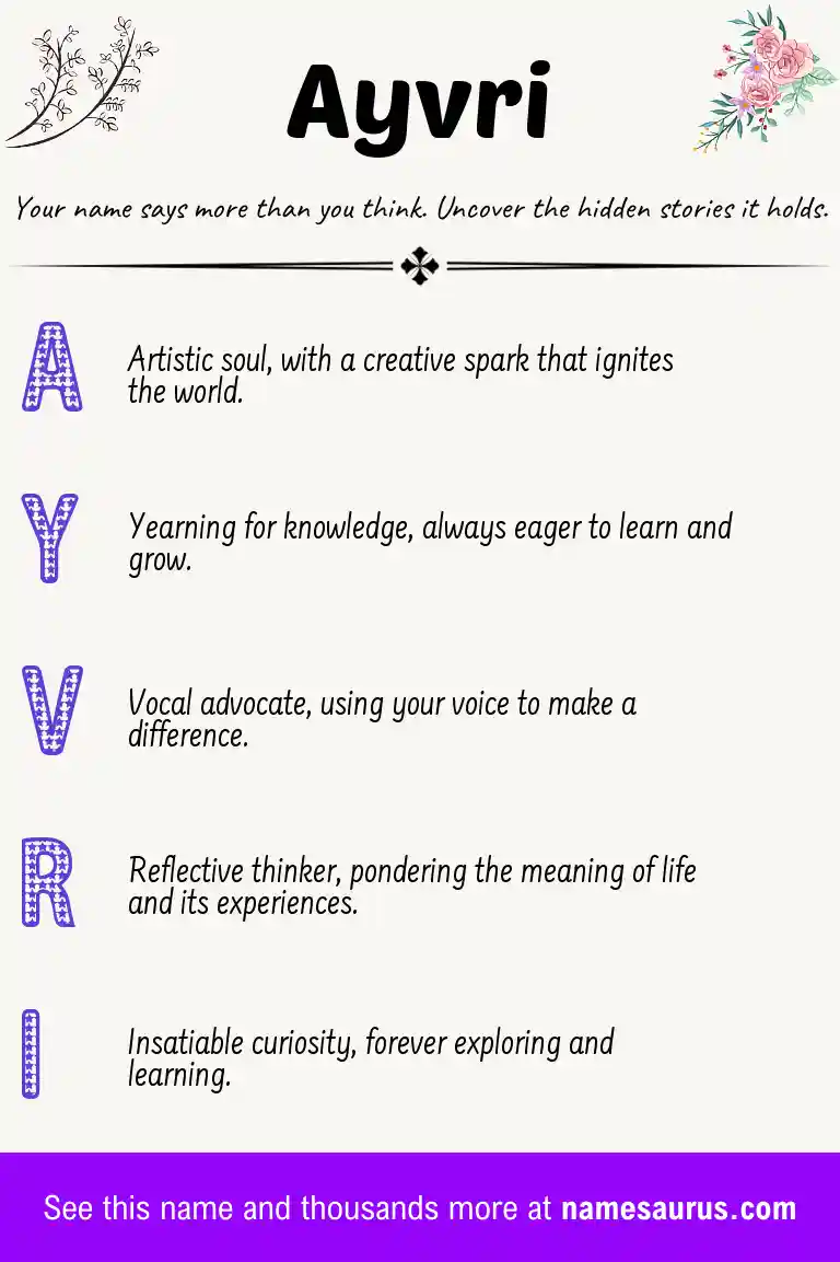 Acrostic poem about Ayvri.