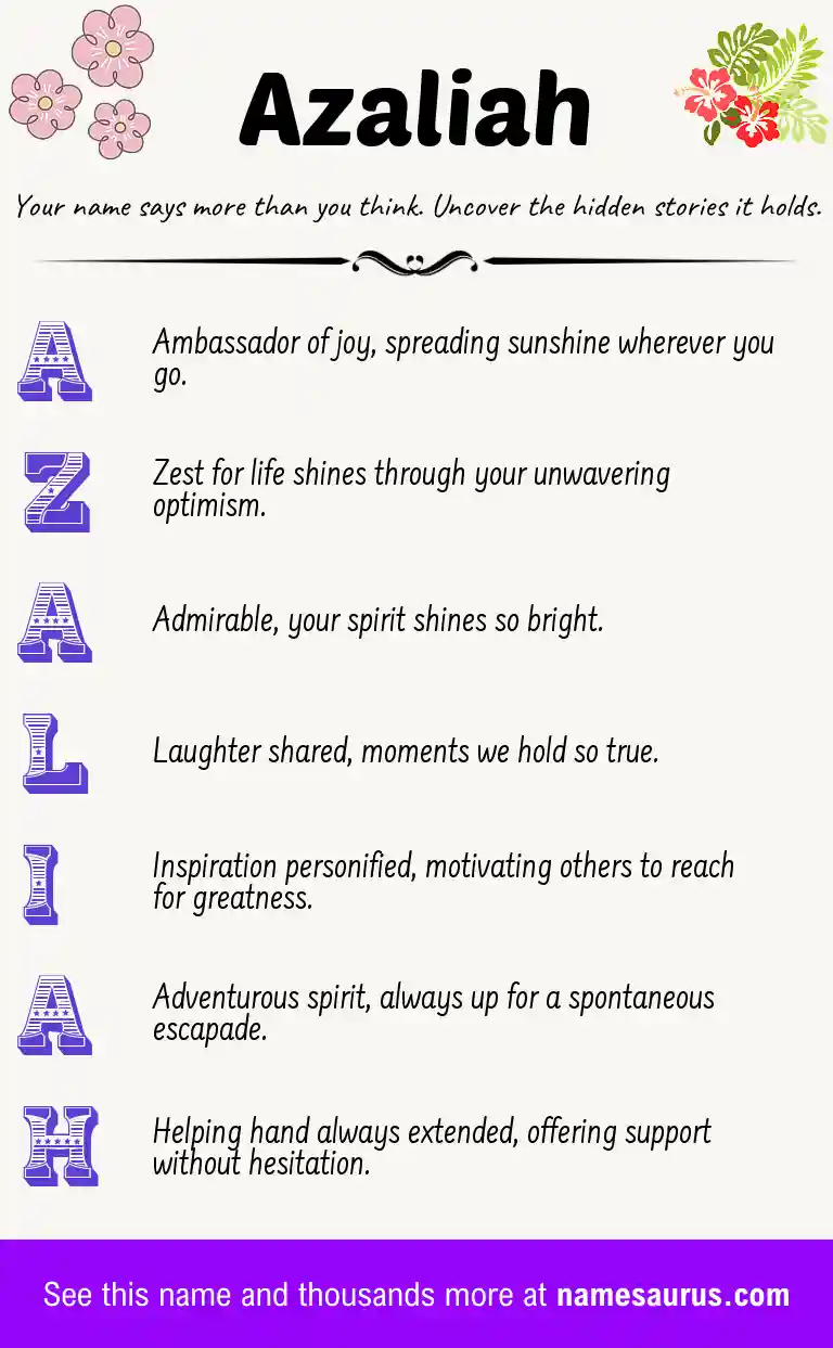 Acrostic poem about Azaliah.