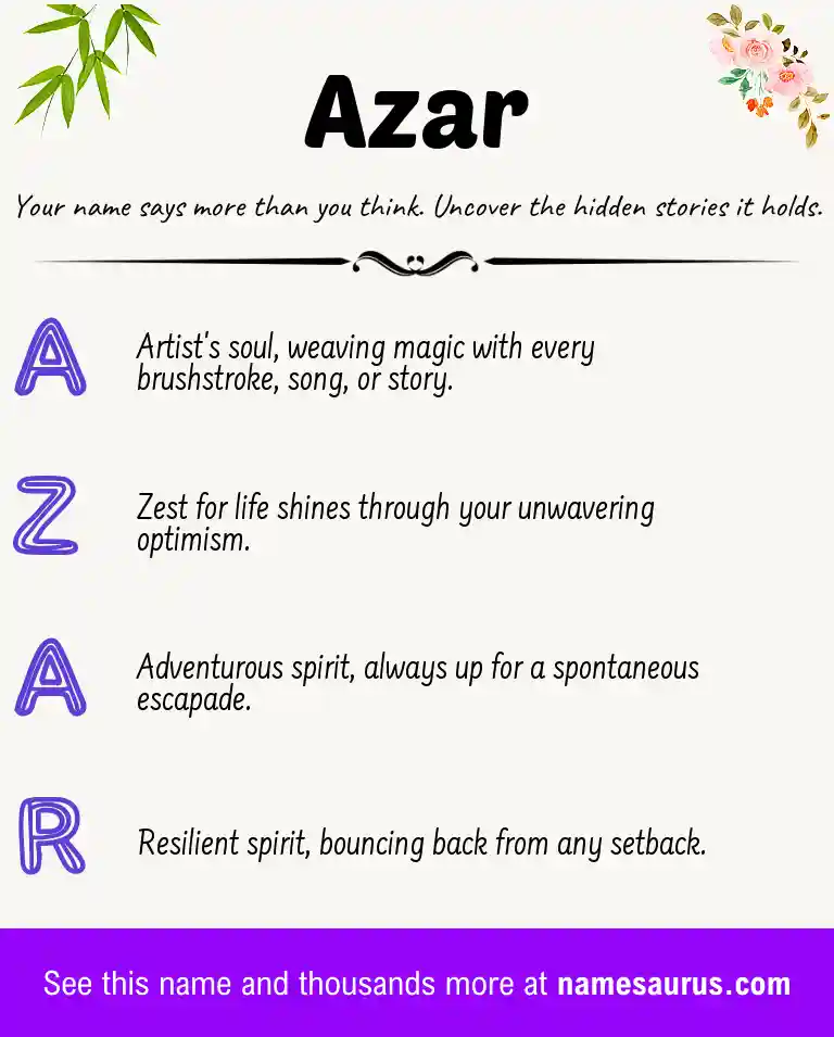 Acrostic poem about Azar.