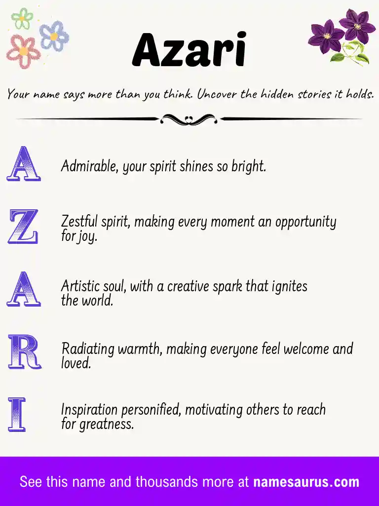 Acrostic poem about Azari.