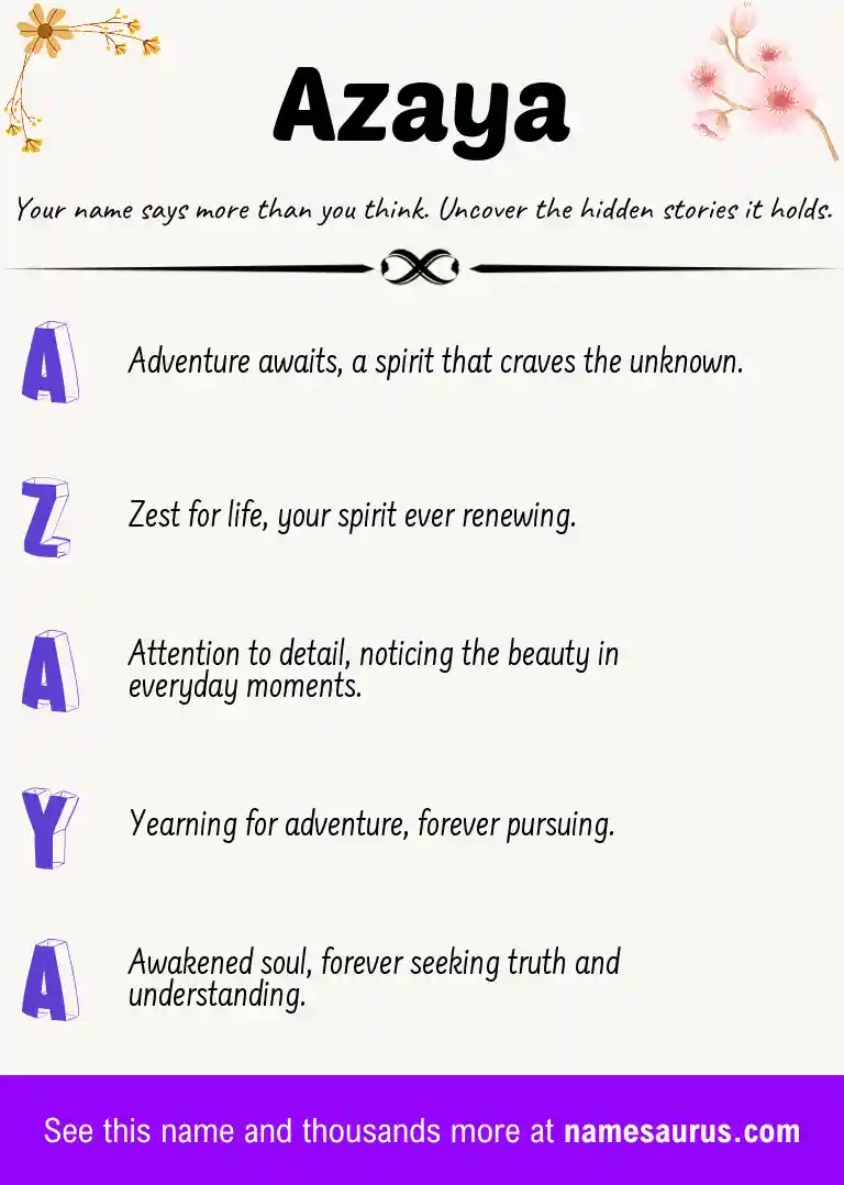 Acrostic poem about Azaya.