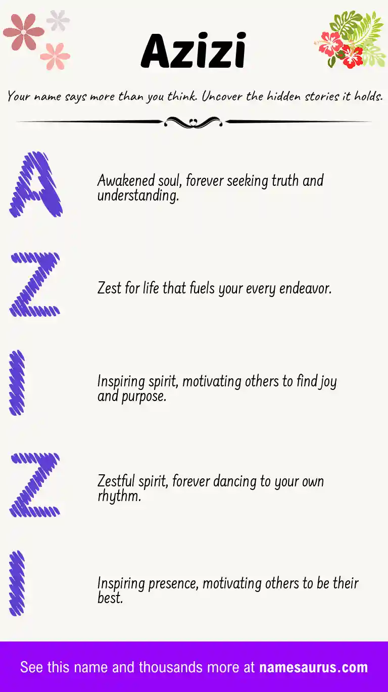 Acrostic poem about Azizi.