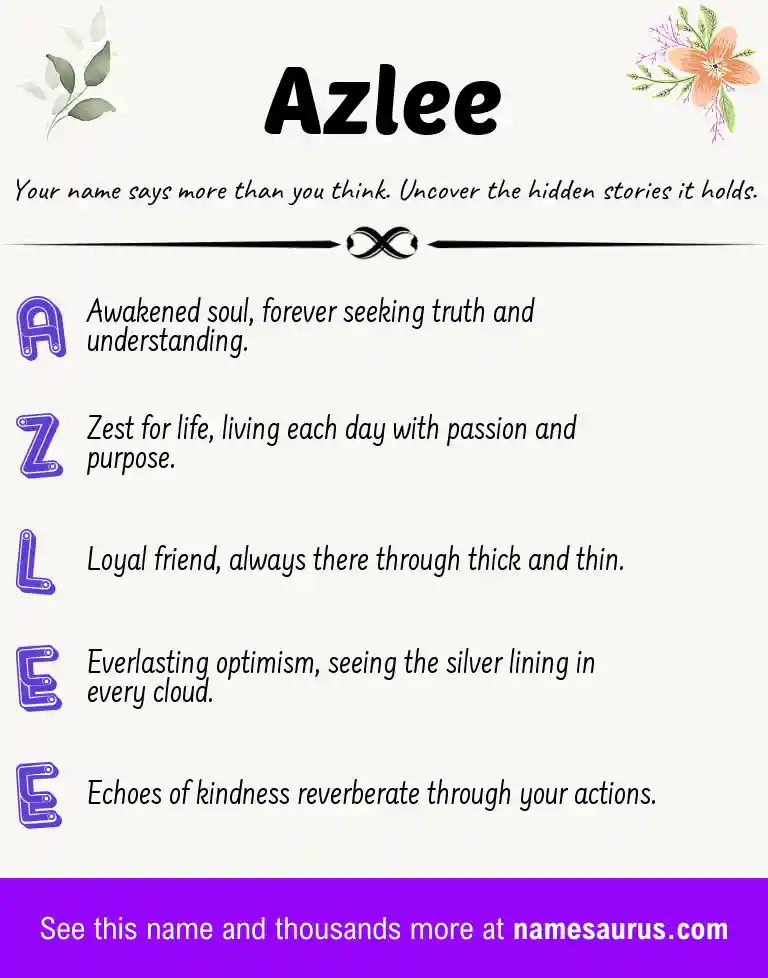 Acrostic poem about Azlee.