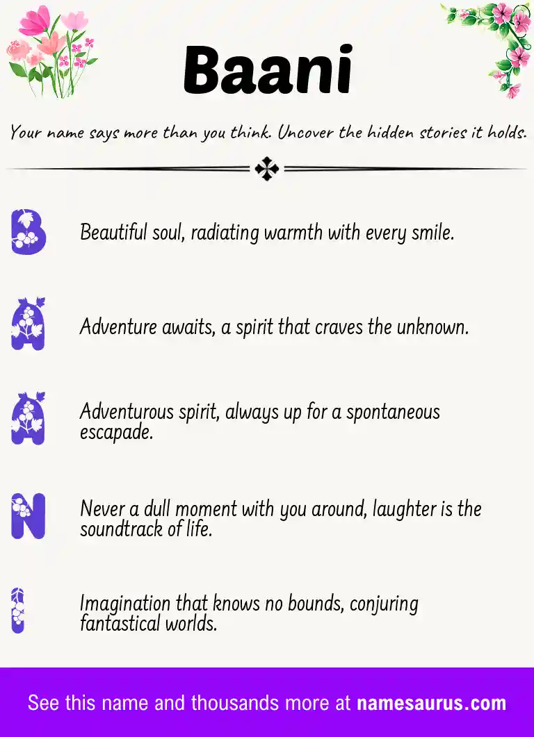 Acrostic poem about Baani.