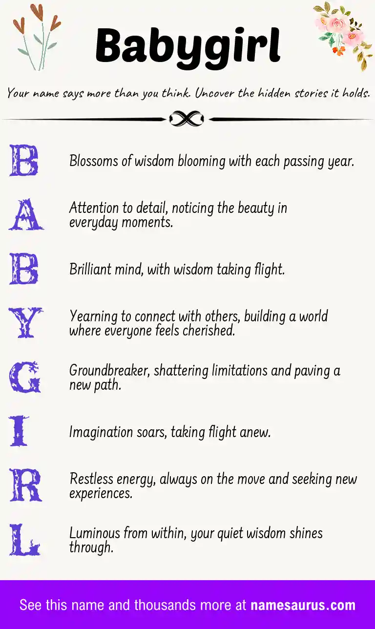 Acrostic poem about Babygirl.