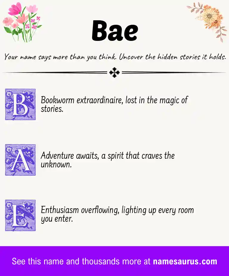Acrostic poem about Bae.