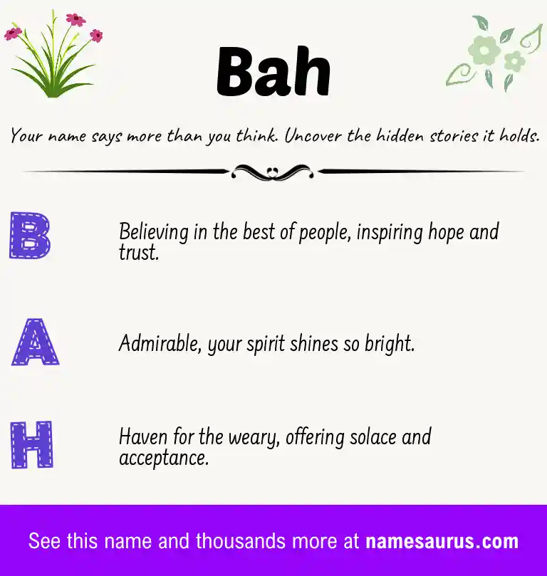 Acrostic poem about Bah.