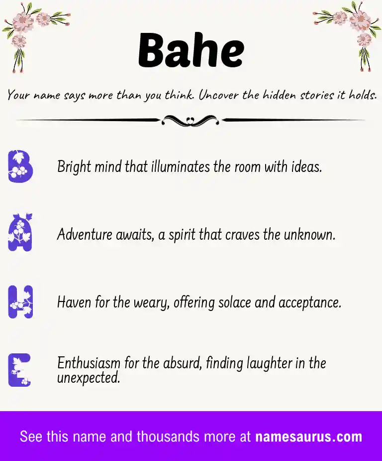 Acrostic poem about Bahe.