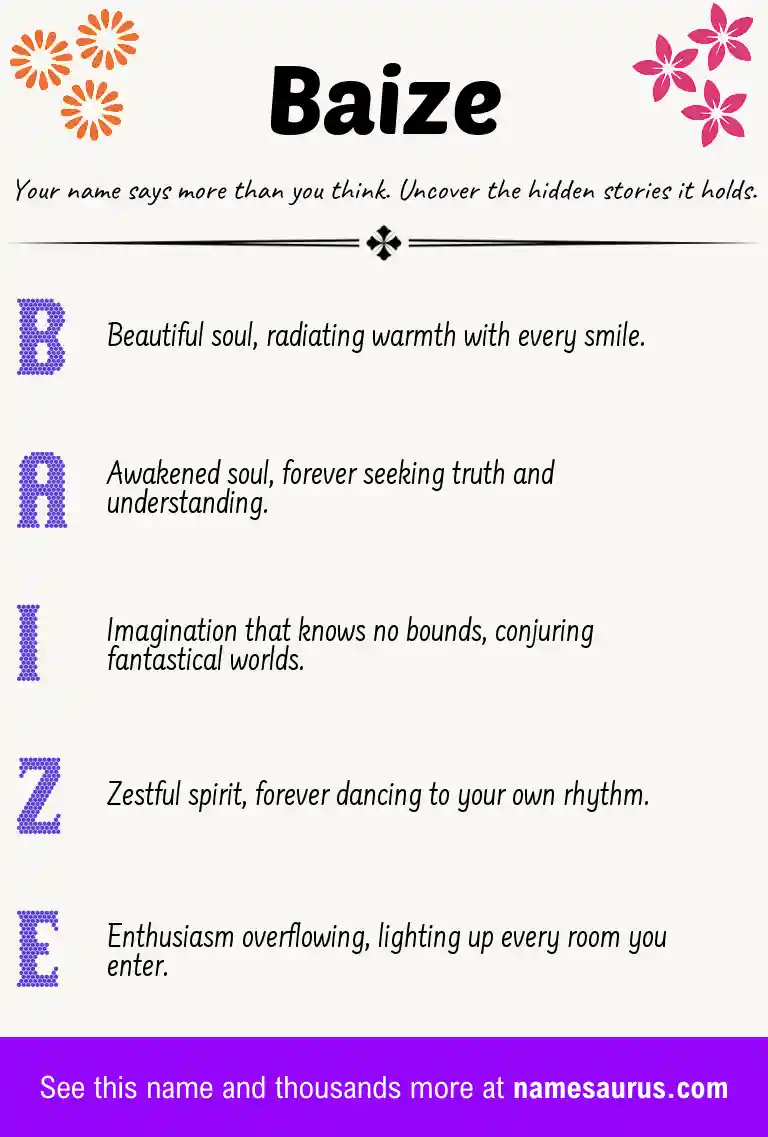 Acrostic poem about Baize.