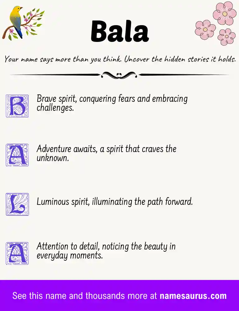 Acrostic poem about Bala.