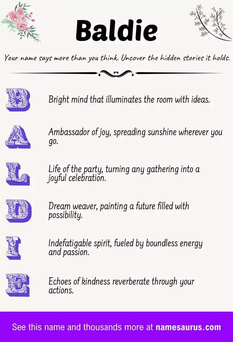 Acrostic poem about Baldie.