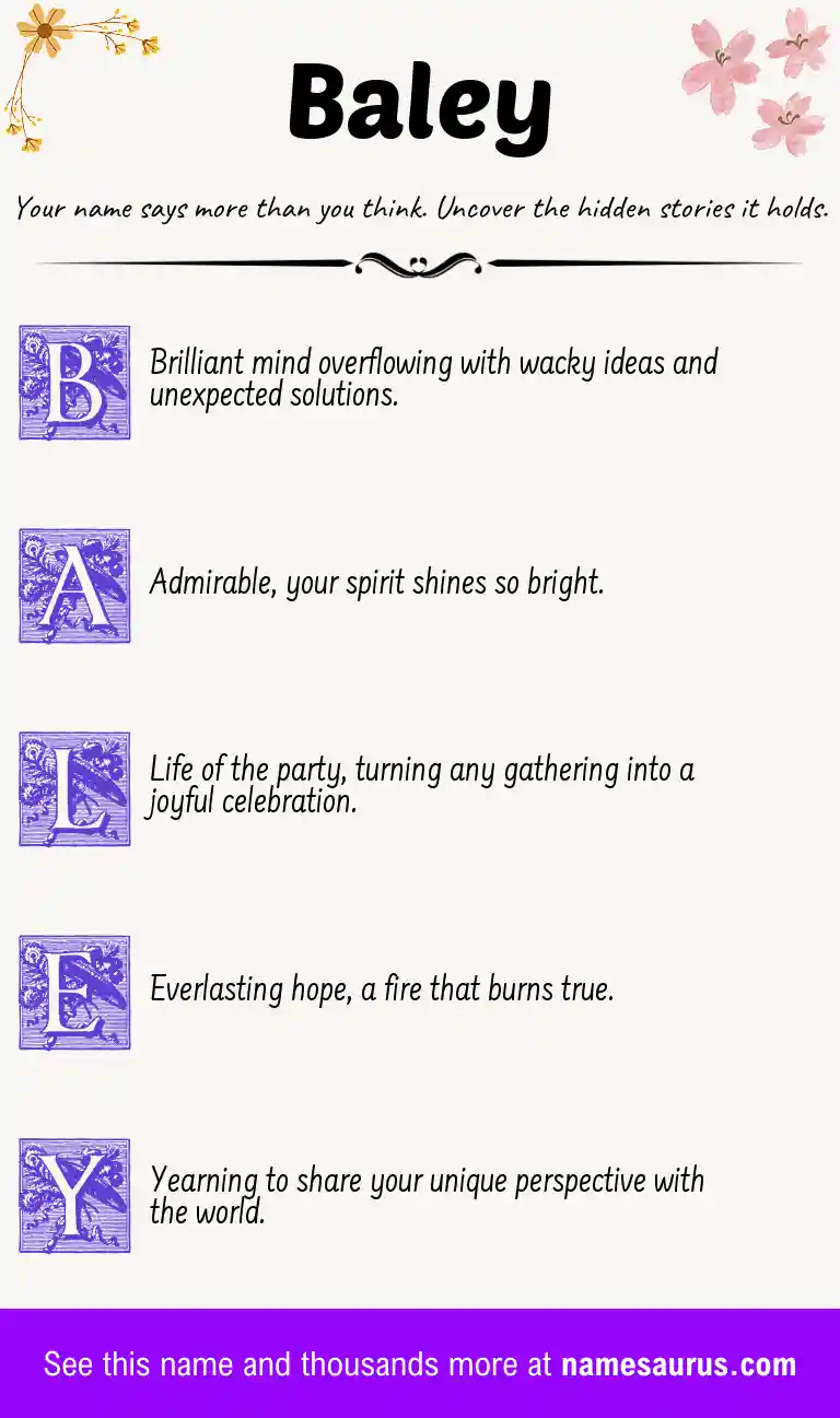 Acrostic poem about Baley.