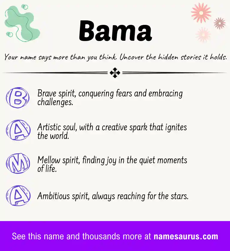 Acrostic poem about Bama.