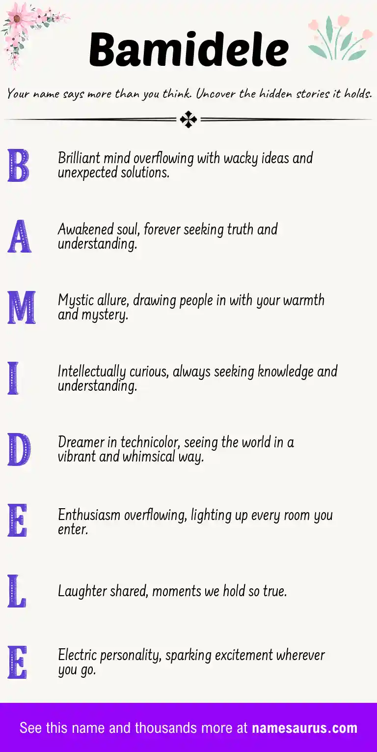 Acrostic poem about Bamidele.
