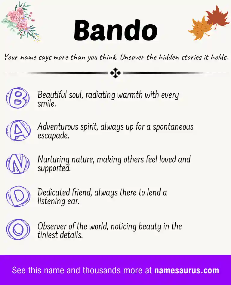 Acrostic poem about Bando.