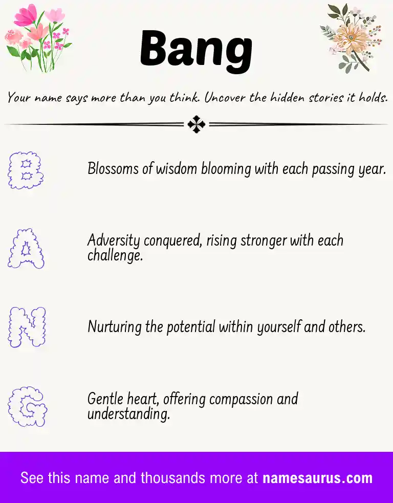 Acrostic poem about Bang.