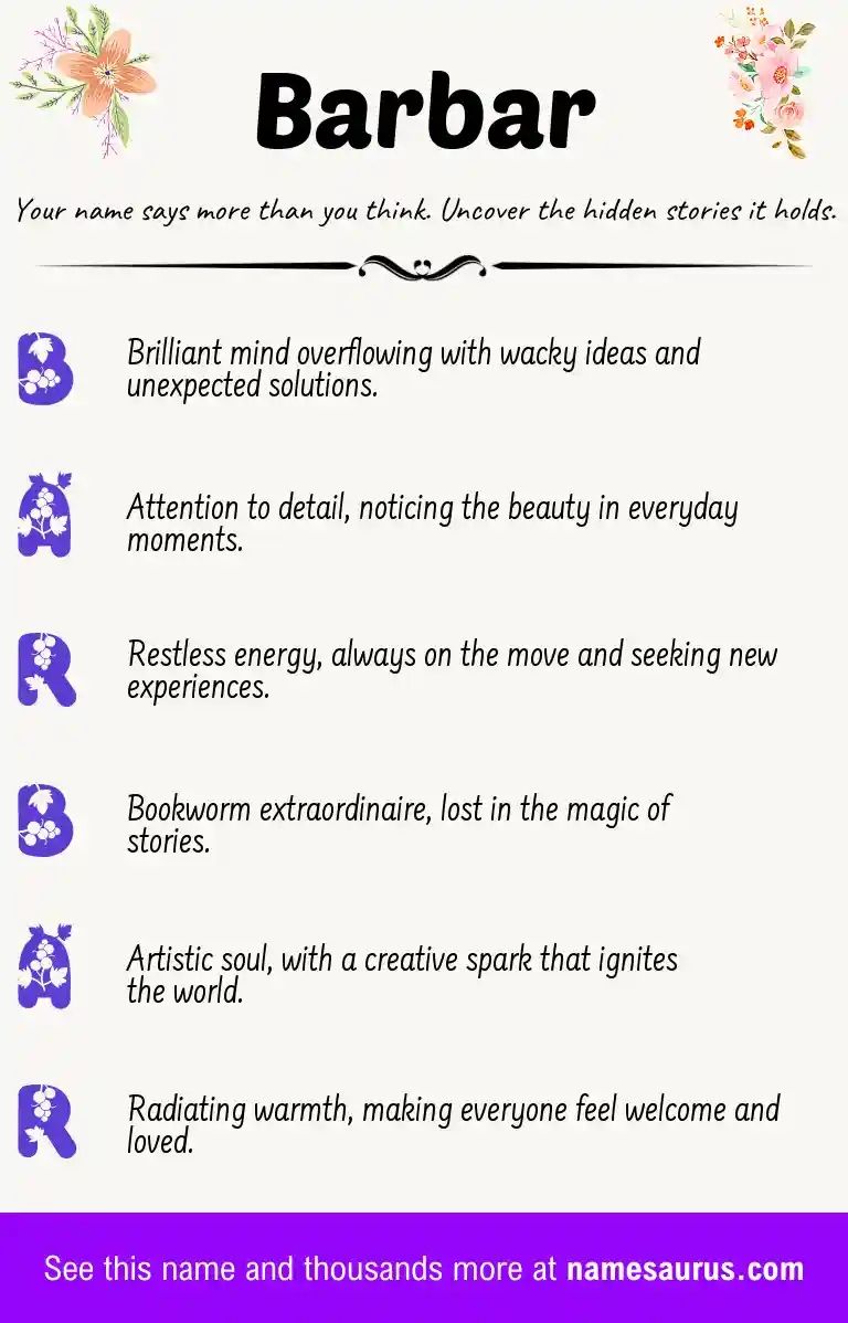 Acrostic poem about Barbar.