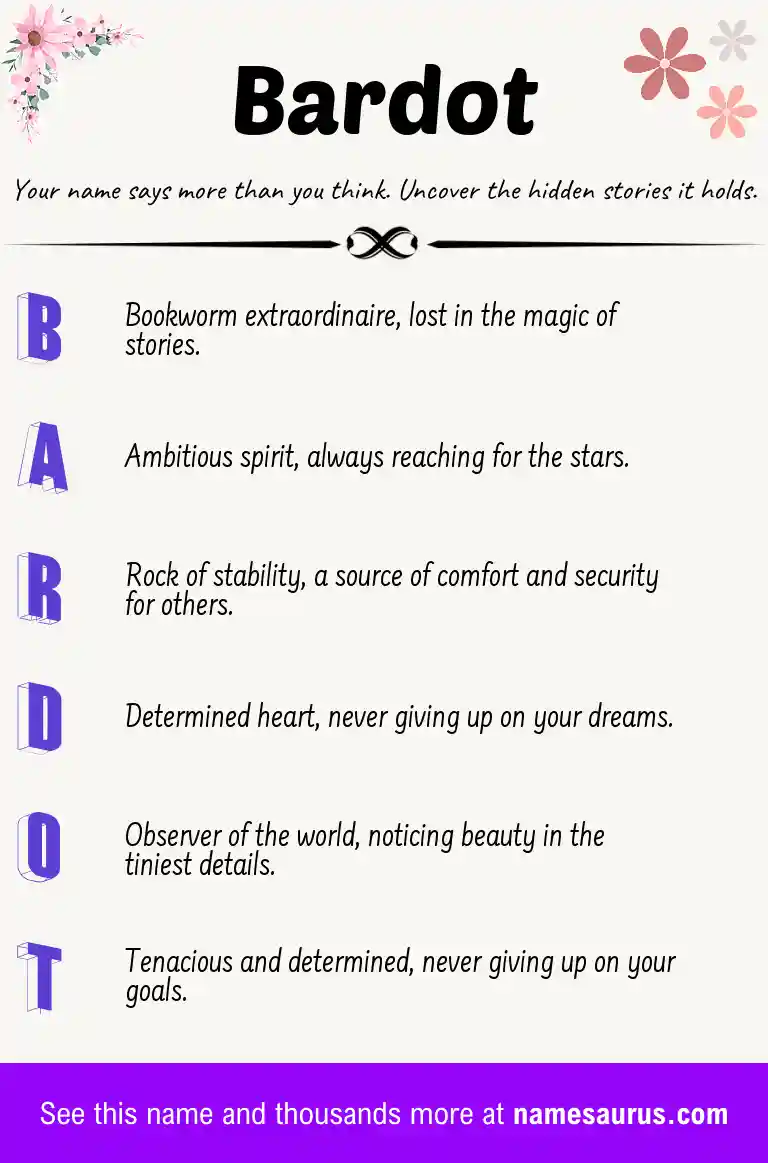 Acrostic poem about Bardot.