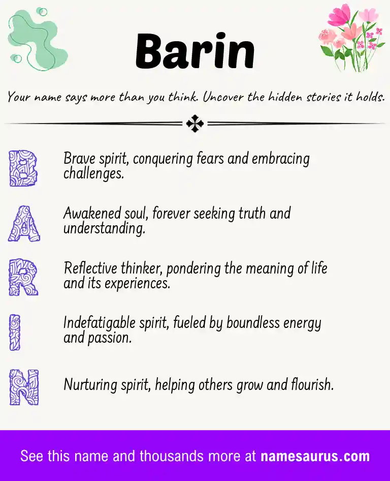Acrostic poem about Barin.