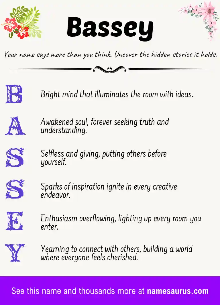 Acrostic poem about Bassey.