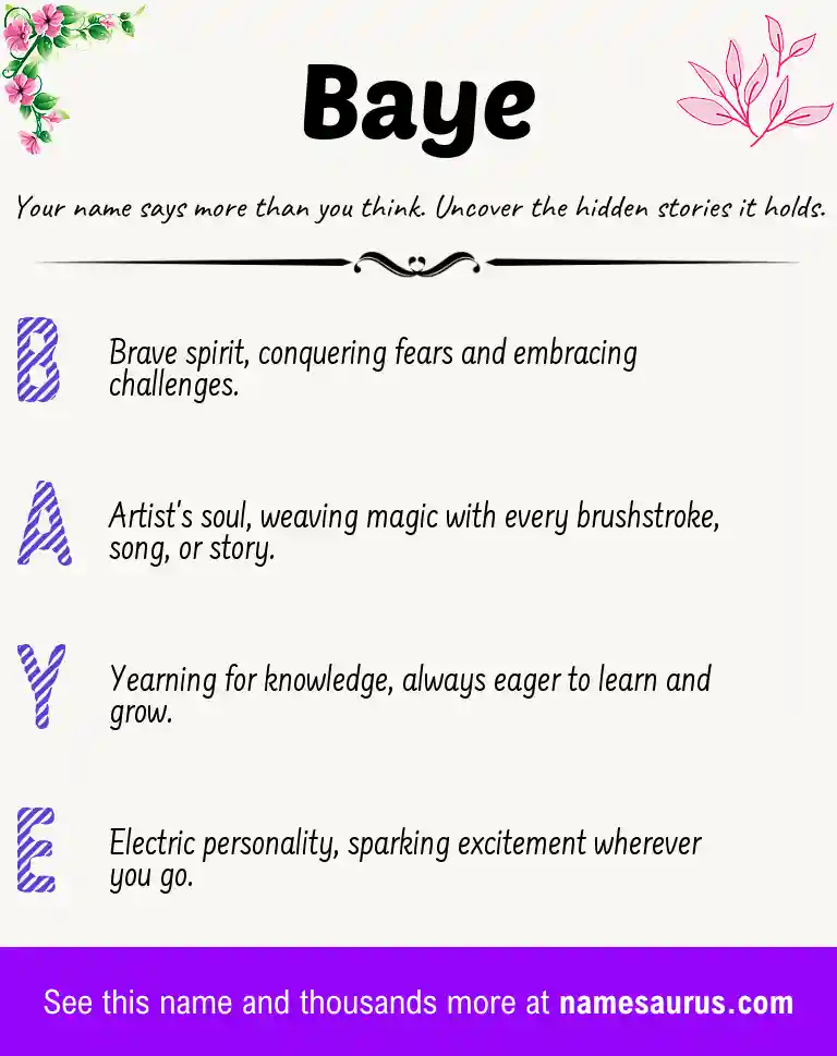 Acrostic poem about Baye.