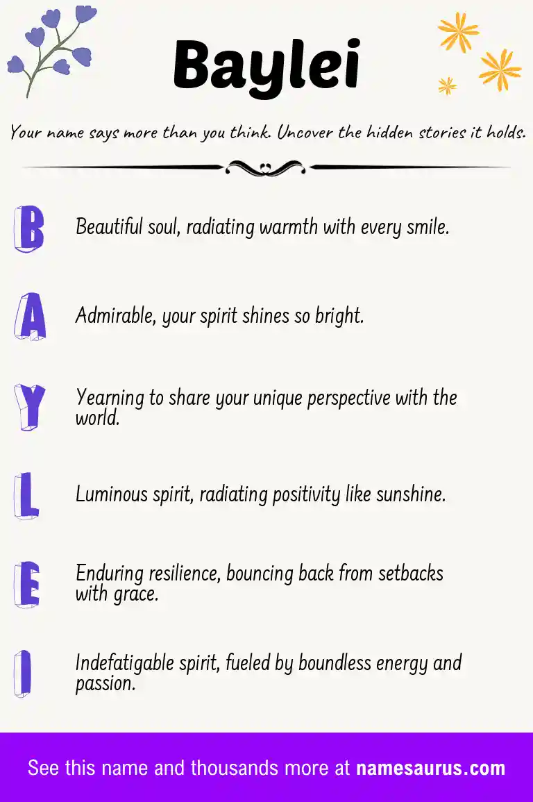 Acrostic poem about Baylei.