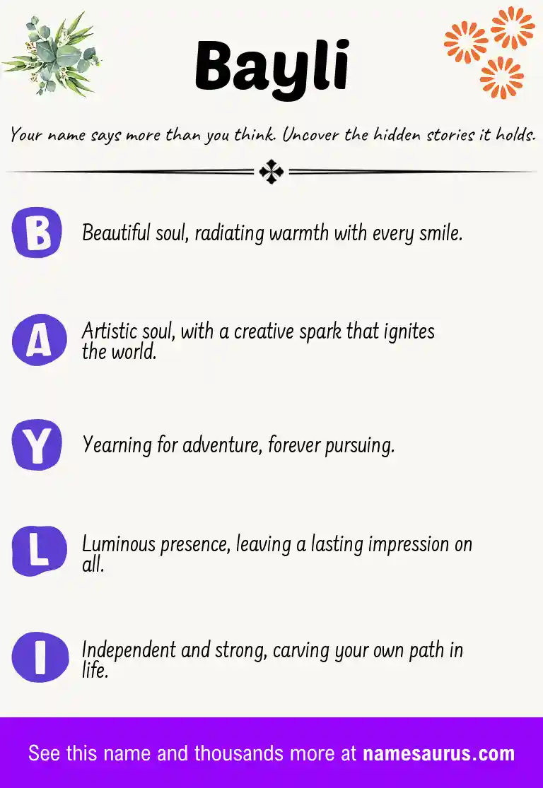 Acrostic poem about Bayli.