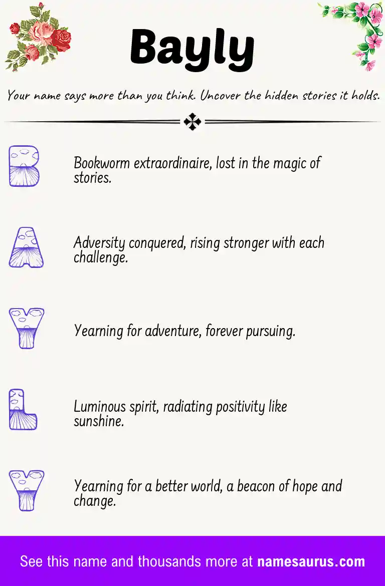 Acrostic poem about Bayly.