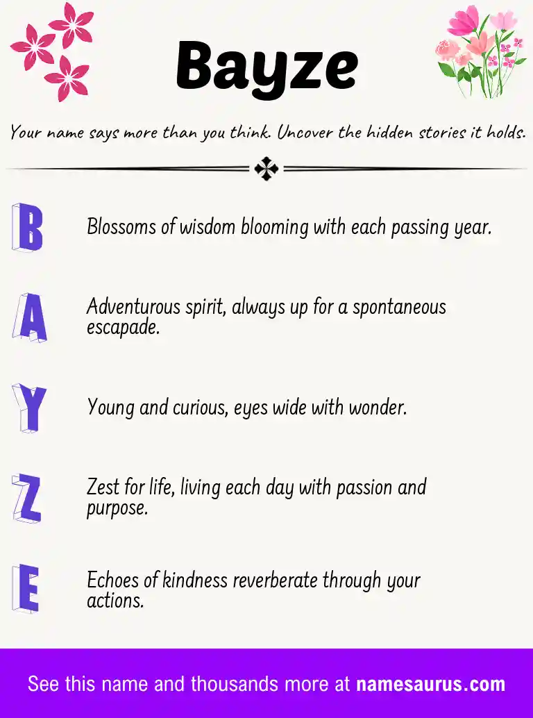 Acrostic poem about Bayze.