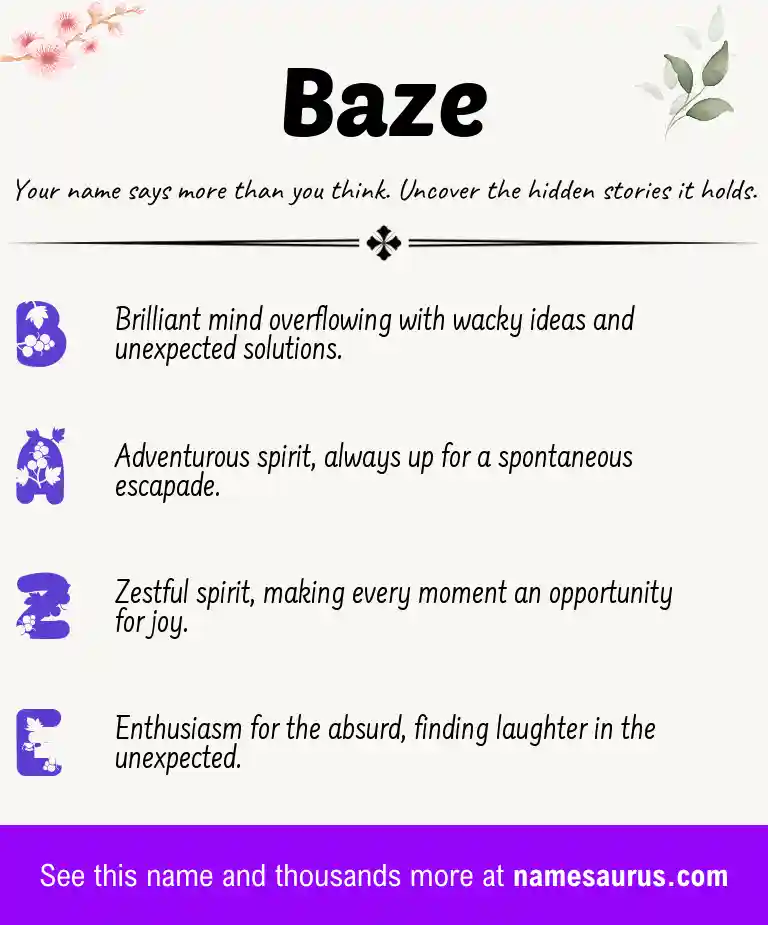 Acrostic poem about Baze.