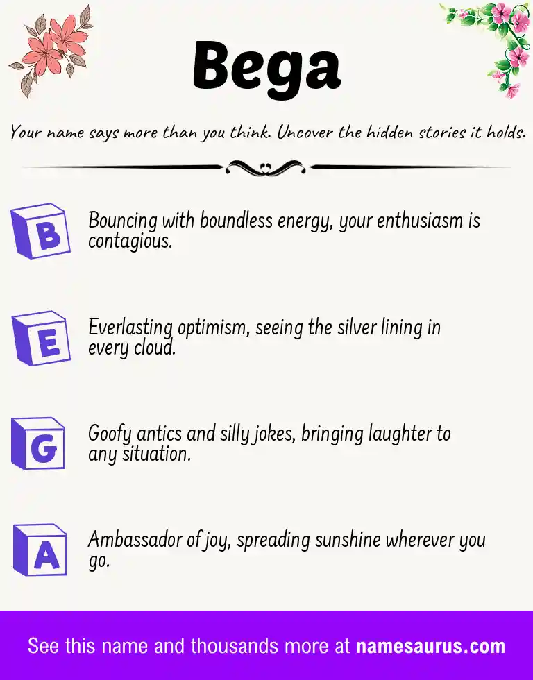 Acrostic poem about Bega.