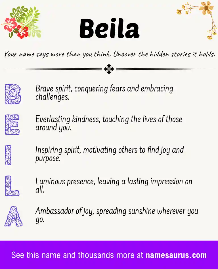 Acrostic poem about Beila.