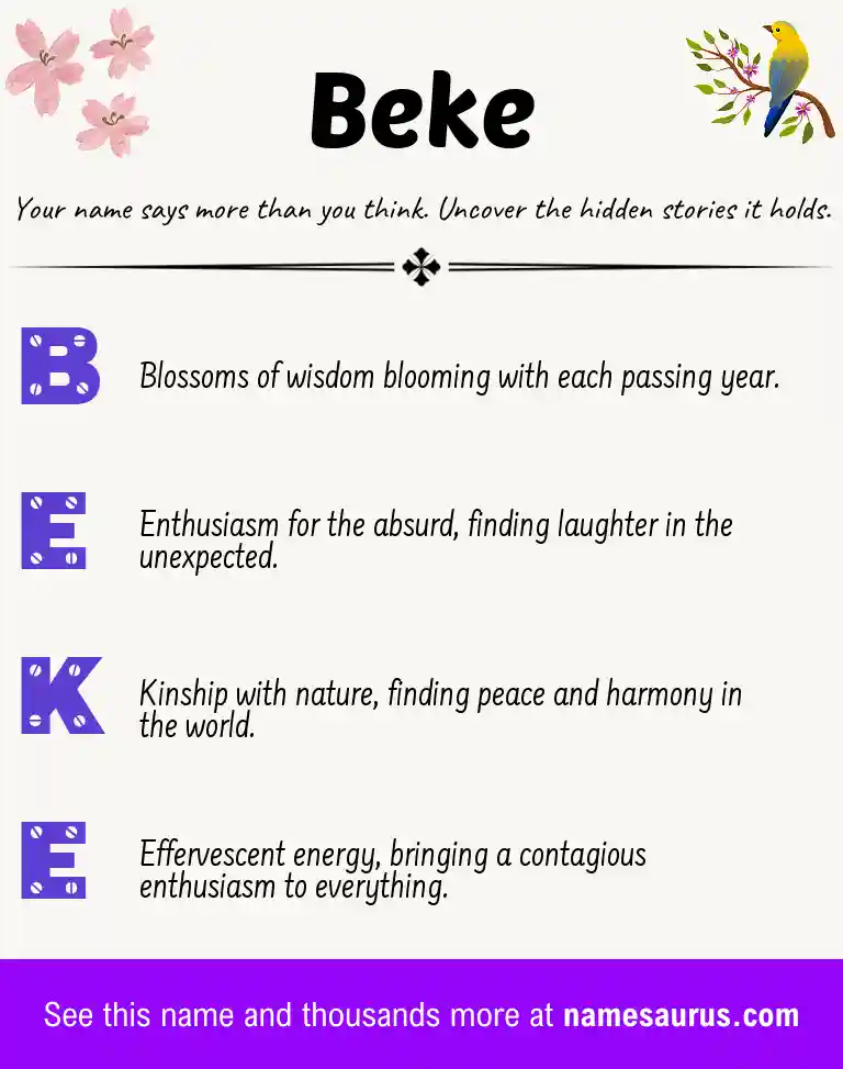 Acrostic poem about Beke.