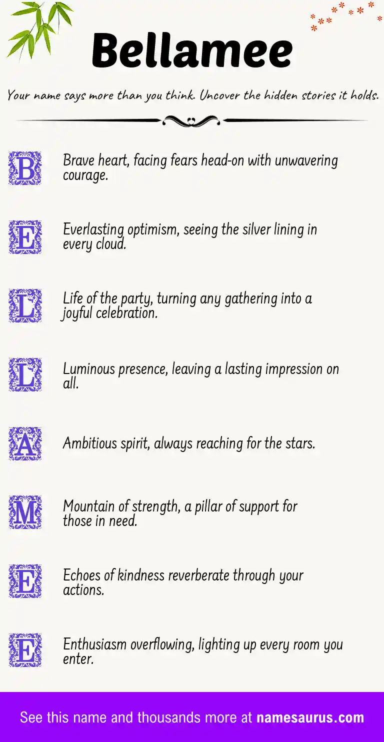 Acrostic poem about Bellamee.